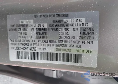 2024 Mazda Cx-90 3.3 Turbo S Premium Plus from USA, damaged, VIN JM3KKEHC3R1141352